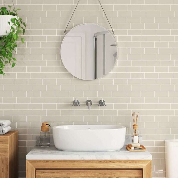 vidaXL Subway-flis 10 pcs Beige 29.4 x 21.4 cm Polyuretan og PET