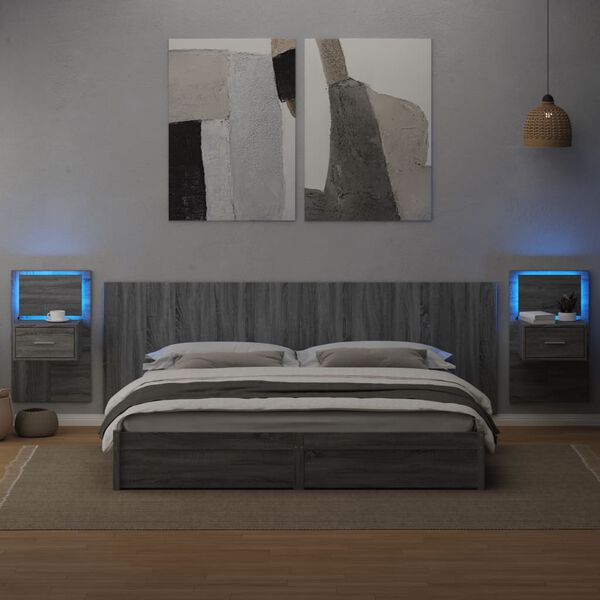 vidaXL Hodegavl med skap gr&aring; sonoma 240 cm konstruert tre