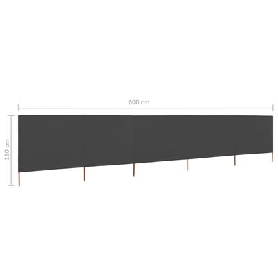 vidaXL Vindskjerm 5 paneler stoff 600x80 cm antrasitt