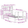 vidaXL Seng med bokhylle uten madrass 100x200 cm heltre furu
