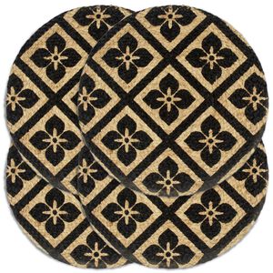vidaXL Bordmatter 4 stk svart 38 cm rund jute