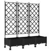 vidaXL Hageplanter med espalier og hjul 3 stk. Svart PP