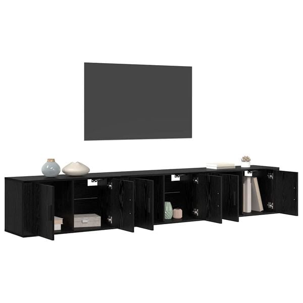 vidaXL Veggmontert TV-hylle sett 3 pcs Svart Eik 80 x 34,5 x 40 cm