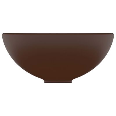 vidaXL Luksuriøs servant rund matt mørkebrun 32,5x14 cm keramisk