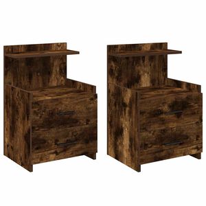 vidaXL Nattbord 2 stk med 2 skuffer r&oslash;kt eik 40x36,5x62 cm