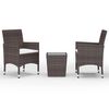 vidaXL Hagebistrosett 3 deler polyrotting og herdet glass brun