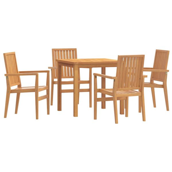vidaXL Hagespisegruppe 5 deler heltre teak