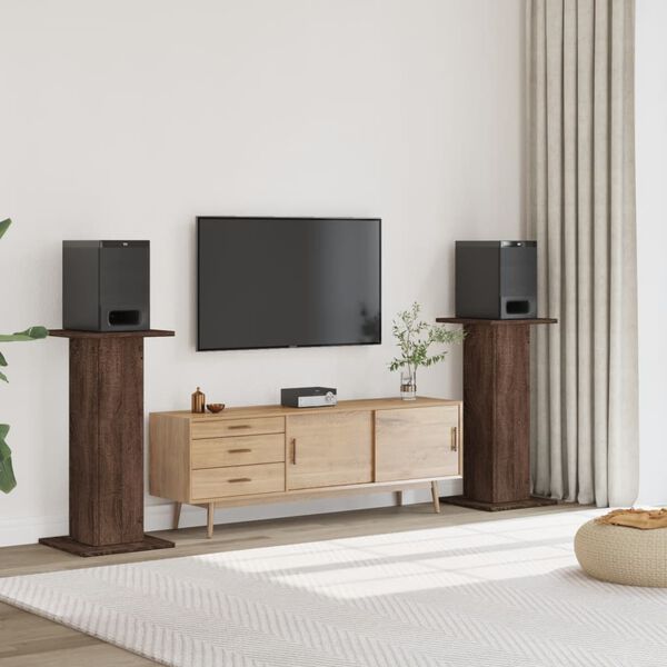 vidaXL Høyttalerstativ 2 stk brun eik 30x30x95 cm konstruert tre