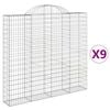 vidaXL Gabionkurver buede 9 stk 200x30x180/200 cm galvanisert jern