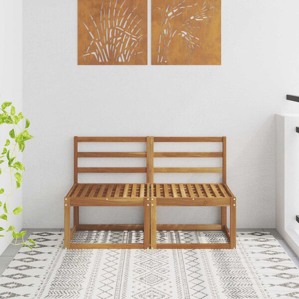 vidaXL 2 Stk Ute Midt Sofa Solid akasietre Naturlig 118 x 63 x 73 cm