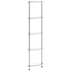 vidaXL Hylle 5 etasjer gjennomsiktig 30x30x130 cm herdet glass