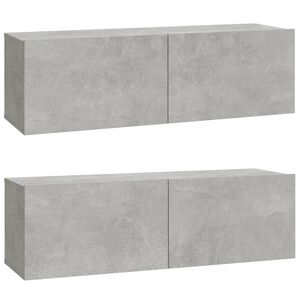 vidaXL Vegghengte TV-benker 2 stk betonggr&aring; 100x30x30cm konstruert tre