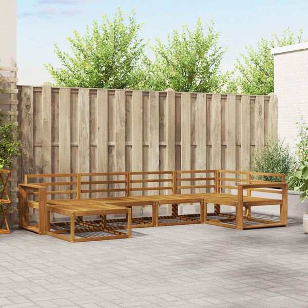 vidaXL Utend&oslash;rs sofa-sett 6 pcs Naturlig Solid akasietre