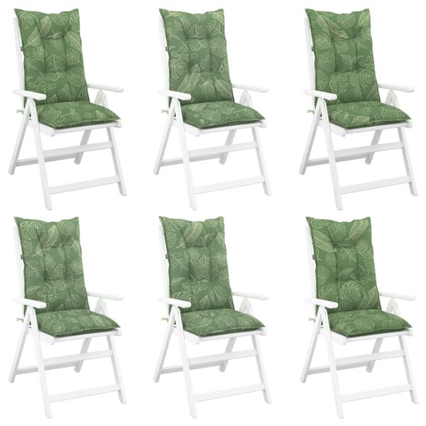 vidaXL Stolputer h&oslash;y ryggst&oslash;tte 6 stk bladm&oslash;nster 120x50x7 cm stoff