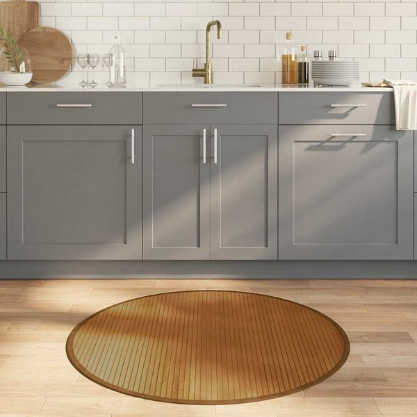 vidaXL Teppe rund brun 100 cm bambus