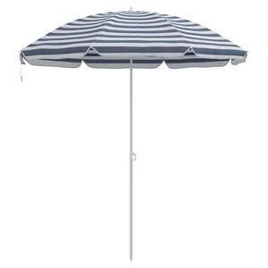 vidaXL Strandparasol Bl&aring; og hvit 263 x 263 x 272 cm