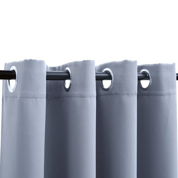 vidaXL Lystette gardiner med metallringer 2 stk gr&aring; 140x175 cm