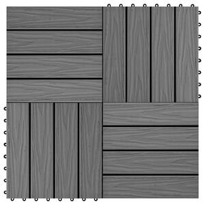 vidaXL Terrassebord 11 stk dyppreget WPC 30x30 cm 1 kvm gr&aring;