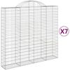 vidaXL Gabionkurver buede 7 stk 200x50x180/200 cm galvanisert jern