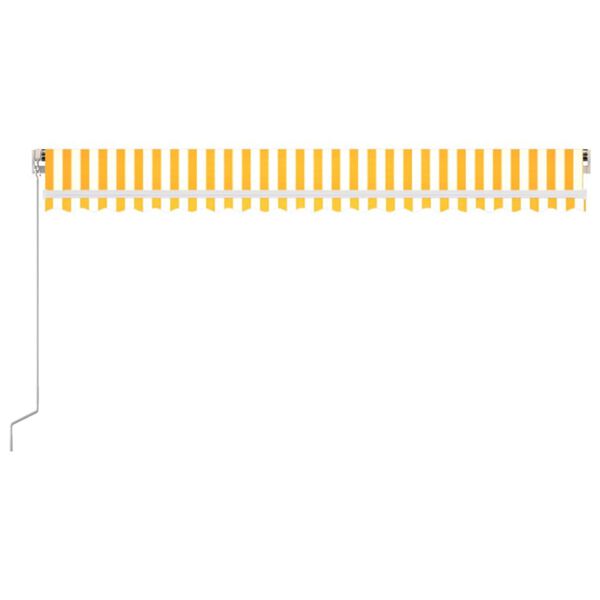 vidaXL Manuell uttrekkbar markise med LED 500x350 cm gul og hvit