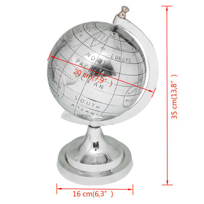 vidaXL Globus med stativ Aluminium Sølv 35 cm