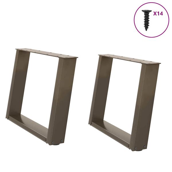 vidaXL Salongbordben U-formet 2 stk naturst&aring;l 60 x (42-43) cm st&aring;l