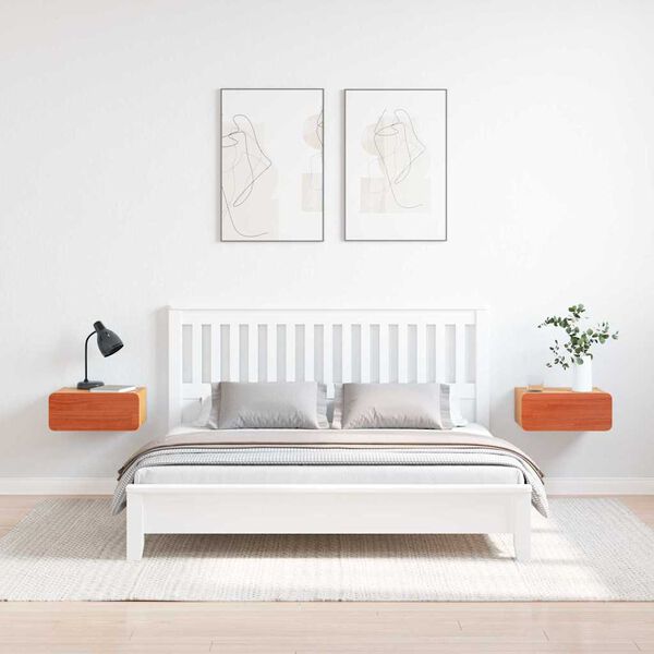 vidaXL Nattbord 2 pcs Vokset Brun 39 x 34 x 16,5 cm Heltre furu