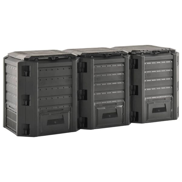 vidaXL Kompostkasser til hage svart 1200 L