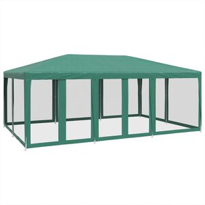 vidaXL Festtelt med 10 sidevegger av netting gr&oslash;nn 6x4 m HDPE