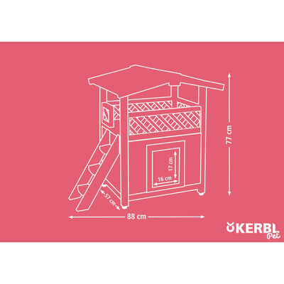 Kerbl Oppvarmet kattehus 4-Seasons Deluxe 88x57x77 cm mørkebrun