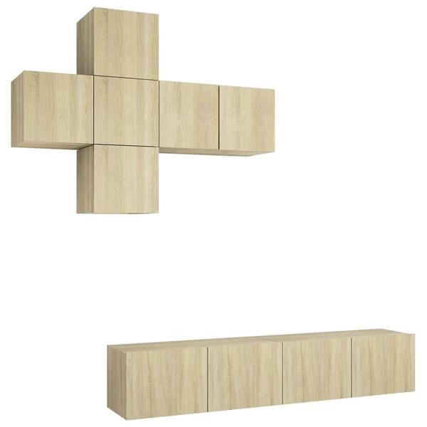 vidaXL TV-benksett 7 stk sonoma eik konstruert tre