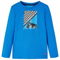 T-skjorte for barn lange ermer koboltblå 92