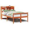 vidaXL Seng med bokhylle uten madrass voksbrun 120x190 cm heltre furu