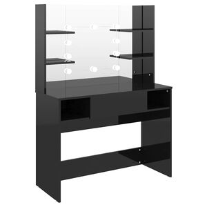 vidaXL Sminkebord med LED-lys 100x40x135 cm MDF blank svart