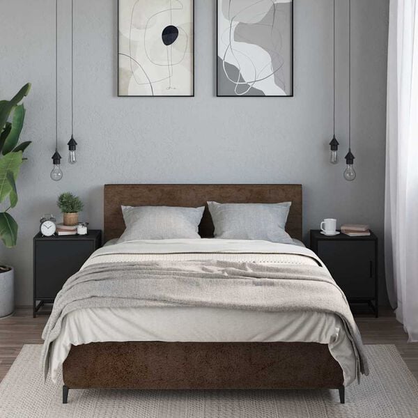 vidaXL Nattbord 2 stk svart 40x31x50 cm heltre furu og metall