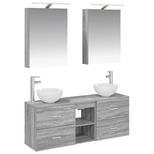 vidaXL Baderomsskapsett 5 pcs Gr&aring; Sonoma 50 x 14,5 x 70 cm