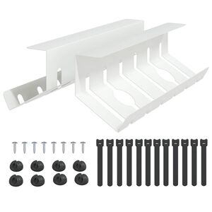 vidaXL Bordplate for kabelh&aring;ndtering 2 stk. Hvit 44 x 11,5 x 13,5 cm