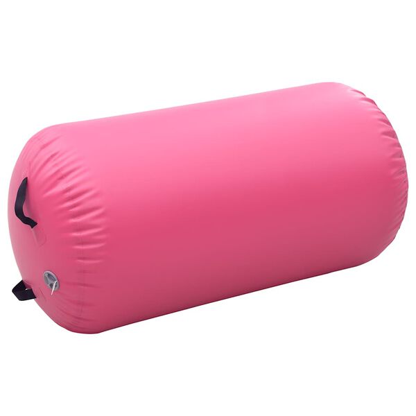 vidaXL Oppbl&aring;sbar gymnastikkrull med pumpe 120x75 cm PVC rosa