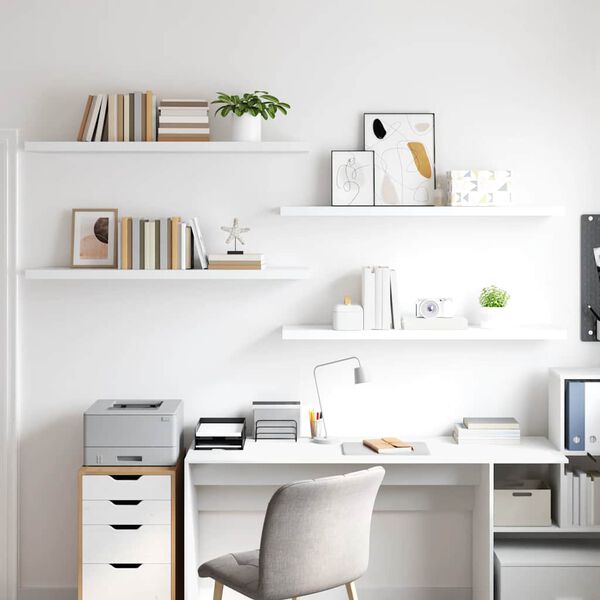 vidaXL Flytende vegghyller 4 stk hvit 120x23,5x3,8 cm MDF