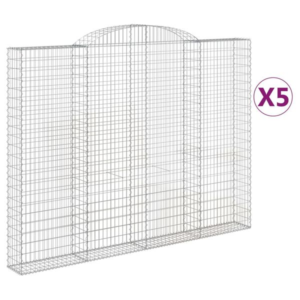 vidaXL Gabionkurver buede 5 stk 300x30x220/240 cm galvanisert jern
