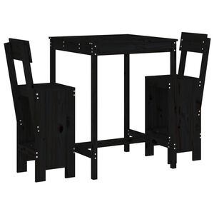 vidaXL Hagebarsett 3 deler svart heltre furu