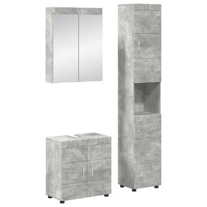 vidaXL Baderomsinnredningssett TULUM 3 pcs Betonggr&aring; 60 x 34 x 63 cm