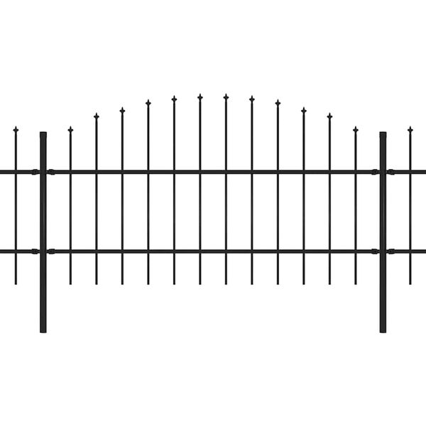 vidaXL Hagegjerde med spydtopp st&aring;l 1248x100 cm svart