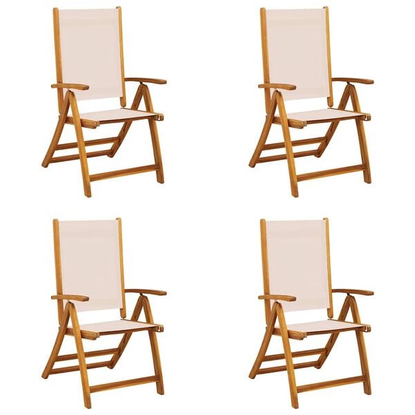 vidaXL Sammenleggbare stoler 4 stk heltre akasie og textilene