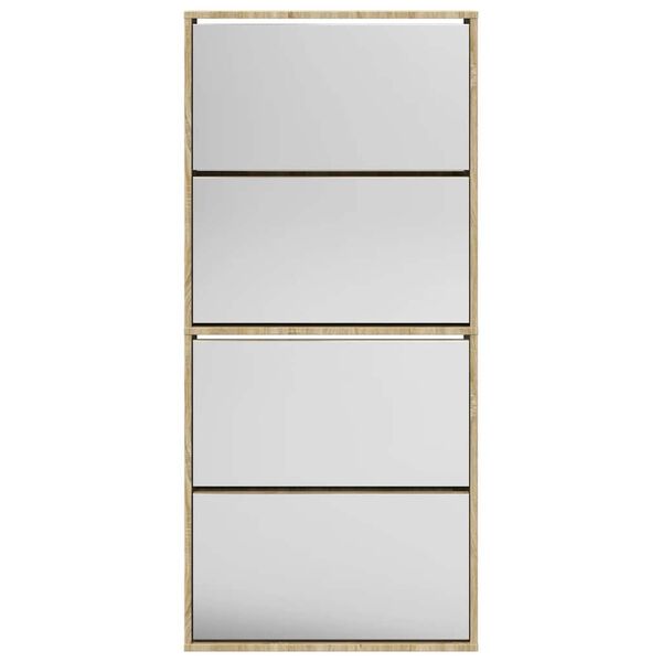 vidaXL Skoskap 4 hyller speil eik 63x17x134 cm