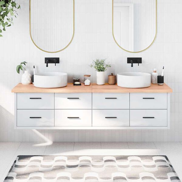 vidaXL Benkeplate til bad lysebrun 200x60x(2-4) cm behandlet heltre