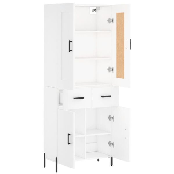 vidaXL Highboard hvit 69,5x34x180 cm konstruert tre