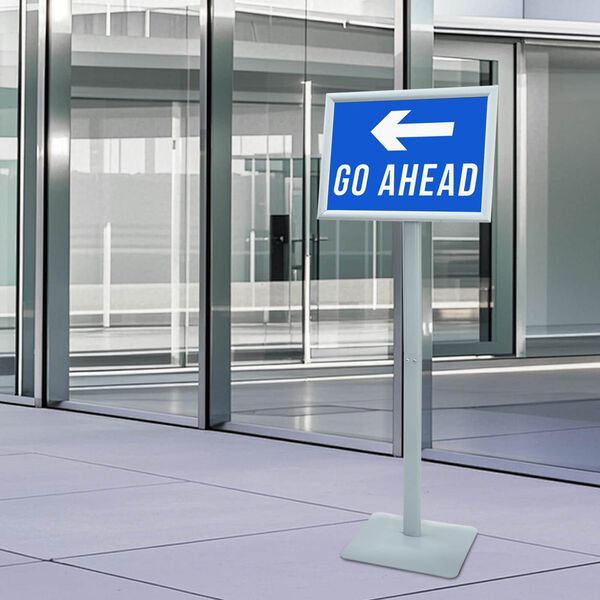 vidaXL Pedestal plakatstativ s&oslash;lv 32,5 x 27 x 126 cm PVC og st&oslash;pejern