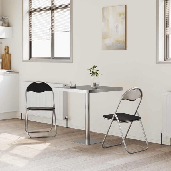 vidaXL Sammenleggbart stol 2 pcs Svart og Gr&aring; 48 x 43,5 x 81 cm