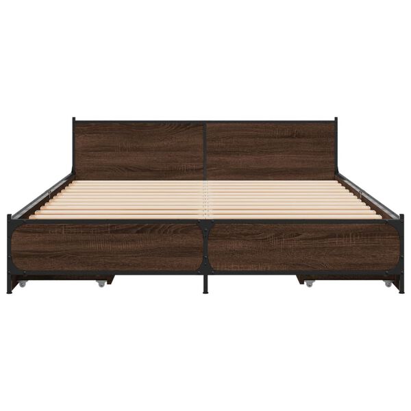 vidaXL Sengeramme med skuffer sonoma eik 120x200 cm konstruert tre